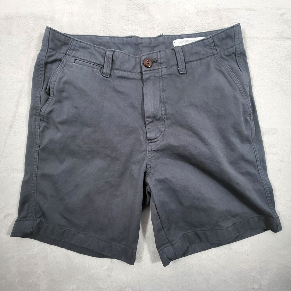 Outerknown Chino Shorts Men Gray Size 29 Organic Cotton Flat Front Beach Casual